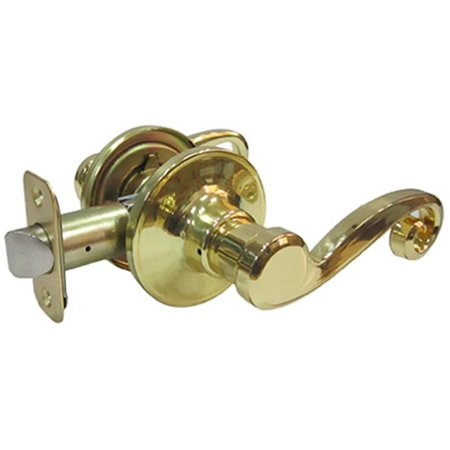 LASTPLAY Tru-Guard Hall & Closet Reversible Scroll Lever Passage Lockset, Polished Brass LA2667952